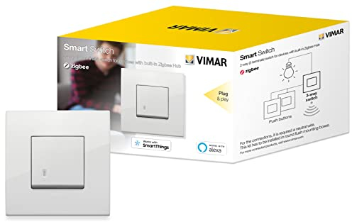 Vimar 0K19592.01 Arké Kit conmutador conectado compatible con Alexa, kit plug & play para dispositivo en Zigbee Hub, requiere un cable neutro, blanco