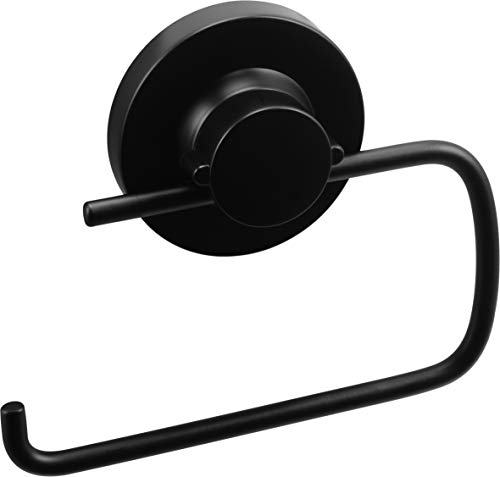 Cornat T3402611 - Porta carta igienica 3 in 1 Style, 3 diverse opzioni di fissaggio con ventosa, cuscinetto adesivo e foratura, senza coperchio, colore: Nero