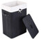 Bamboo Laundry Basket 72L Collapsible Bamboo With 1 Compartment Laundry Hamper Laundry Basket Removable Lining Large Laundry Bins Laundry Hamper with Lid Bamboo Laundry Storage basket (BLACK)