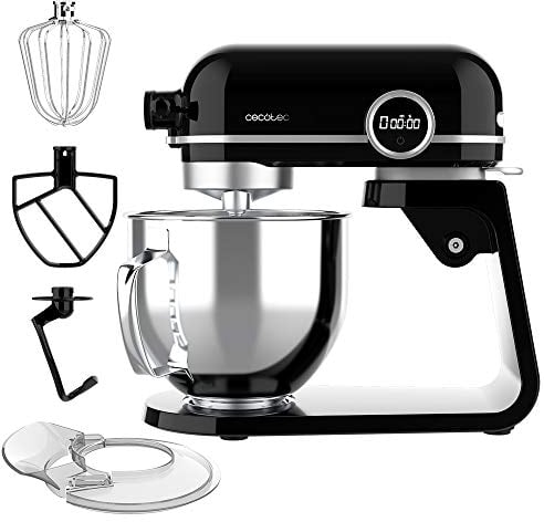 Cecotec Robot pétrisseur Twist&Fusion 45000 Luxury, Noir. 800 W, corps en aluminium moulé, moteur DC, 8 vitesses, lumière LED, bol en acier inoxydable de 5,2 l