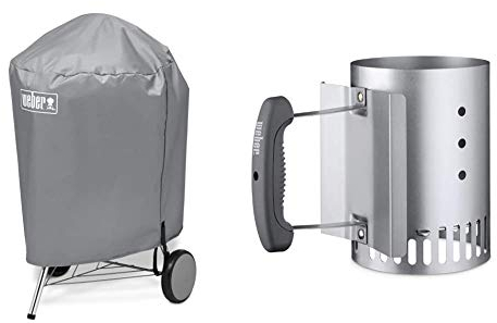 Weber Housse Standard pour Barbecues Charbon, Gris, 57 cm & Cheminée d’Allumage Compacte Rapidfire, Métal