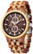 XIRUVE Holz Quarz Armbanduhr für Herren Holzuhr Datum Chronograph mit Geschenkbox (Rot)