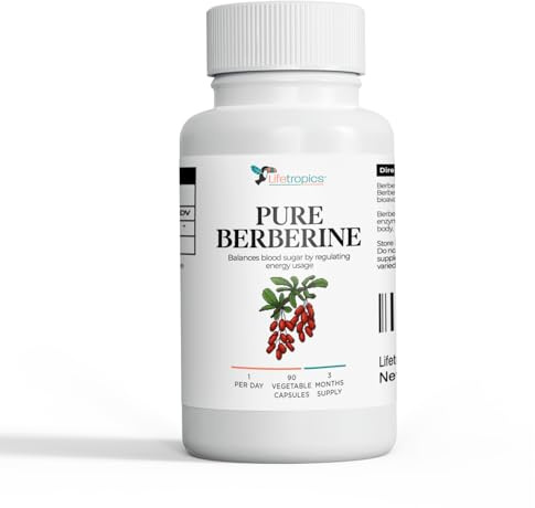 Lifetropics Pure Berberine – 500mg Berberine Phytosome Food Supplement – 90 Vegetable Capsules – 3 Month Supply