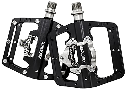 GORIX Fahrradpedale Pedal einseitig flach bindendes Pedal Cleat Set Shimano SPD kompatibel MTB Rennrad Mountainbike (GX-PH105)