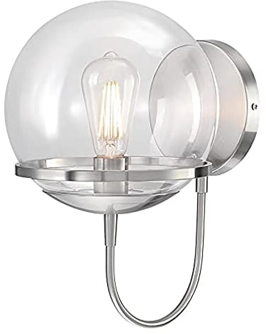 Westinghouse Lighting 6119240 Moderne einflammige Wandleuchte Marla Innenbereiche, Ausführung in gebürstetem Nickel, Klarglas