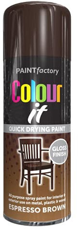 Classic Signature 3 x All Purpose Espresso Brown Aerosol Spray Paint 400ml / 1x pair of Disposable Gloves Quick Drying Spray,Fast Dry and Excellent Coverage for Metal, Wood, Plastic and More