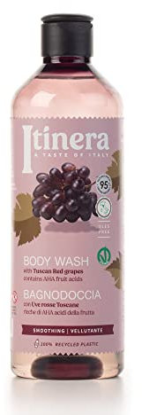 Itinera Feuchtigkeitsspendendes Duschgel mit toskanischen roten Trauben und Surfactante aus Pflanzen – pflegendes und feuchtigkeitsspendendes Reinigungsmittel mit 95% natürlichen Inhaltsstoffen
