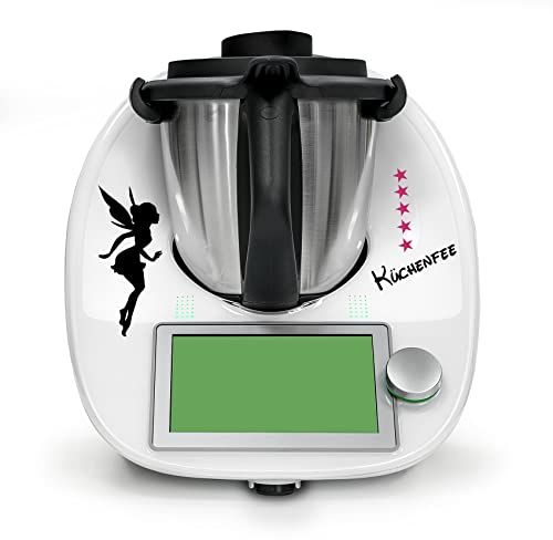 Finest Folia Deko Aufkleber kompatibel mit Küchenmaschine Thermomix TM5 TM6 Design Sticker Zubehör für Küchengerät wasserfest selbstklebend K154 (01 Küchenfee, Telemagenta)