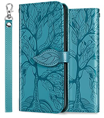 ONETHEFUL Cover a portafoglio per iPhone XR con supporto blu