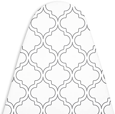 Encasa Homes di Ricambio Copri ASSE da Stiro con Imbottitura in Feltro da 3 mm, Coulisse di serraggio (Si Adatta a schede Medium di 112 x 34 cm) Riflettente al Calore, Stampato - Piastrelle Bianche
