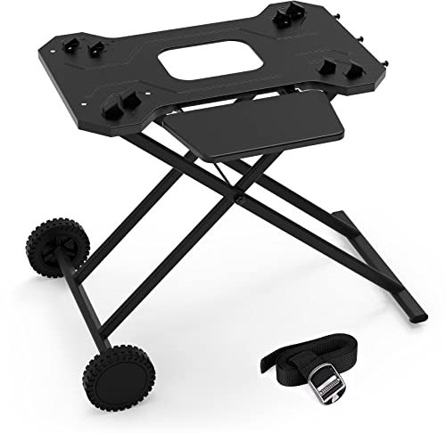 Stanbroil Tragbarer Grillwagen für Weber Q Series Gasgrills, verbesserter Outdoor-Grillständer mit Haken und klappbarem Regal, kommt in einem Stück, stabil und robust
