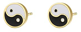 Happiness Boutique Damen Yin Yang Ohrstecker aus Edelstahl | Kleine Yin und Yang Ohrringe in Gold - Rosegold, Silber | Glücksbringer Talisman Schmuck