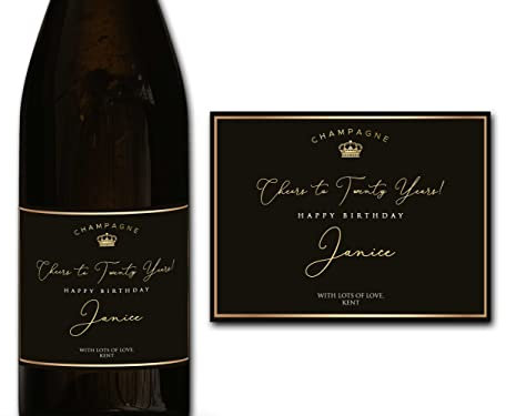 forefrontdesigns Personalised Champagne Bottle Label - Custom Champagne Label Bottle Sticker, Perfect for Weddings, Anniversaries, Birthdays & Gifts - Premium Customisable Prosecco Sticker