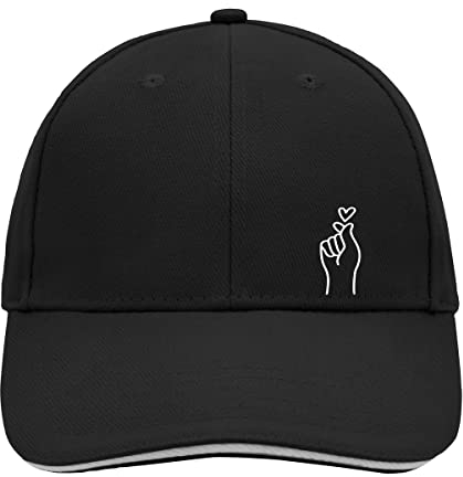 Huuraa Cappy Mütze K-Pop Fingerherz Zeichen Geschenk Black/Light Grey K-Pop Fingerherz Präsent