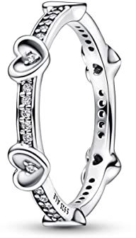 PANDORA Strahlende Funkelnde Herzen Ring aus Sterlingsilber mit Zirkonia in der Farbe Silber, PANDORA Moments Collection, Gr.54, 192496C01-54