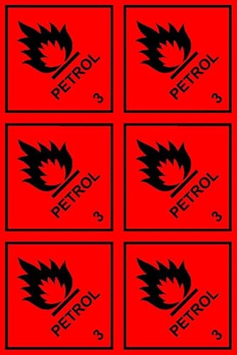 Petrol fuel signs - Self adhesive stickers Pack of 6 100mm x 100mm