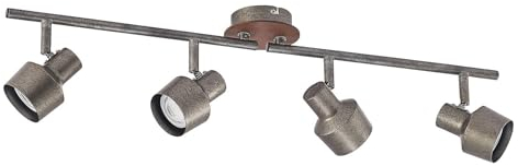 Lindby Strahler Sanem (Landhaus, Vintage Rustikal) in Alu aus Metall (4 flammig GU10) - Deckenlampe Deckenleuchte Lampe Spot Wohnzimmerleuchte