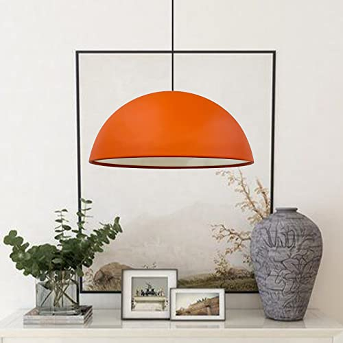 bamyum Suspension Luminaire en Metal de 40 cm, Plafonnier Vintage, Lustre Salon, Cuisine, Chambre, Salle à Manger, Couloir, Lampe Ronde E27, Suspension Luminaire, Éclairage Intérieur, Orange