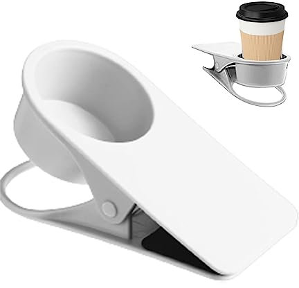 POCHY Porte-gobelets à Pince,Porte-gobelet pour Bureau Anti-déversement | Pince Porte-Bureau Facile à Installer pour Tasses à café, Bouteilles d'eau, écouteurs