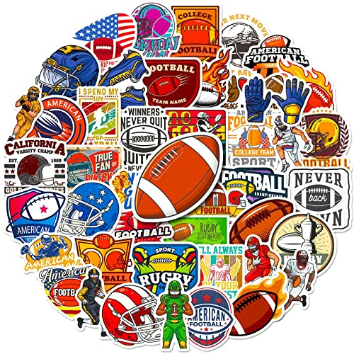 Bric Dodo 50 Stück Fußball Aufkleber Auto Laptop Telefon Gitarre Skateboard Motorrad Fahrrad Fußball Stickers Set Vinyl Wasserdicht Aesthetic Aufkleber für Jugendliche Kinder Erwachsene