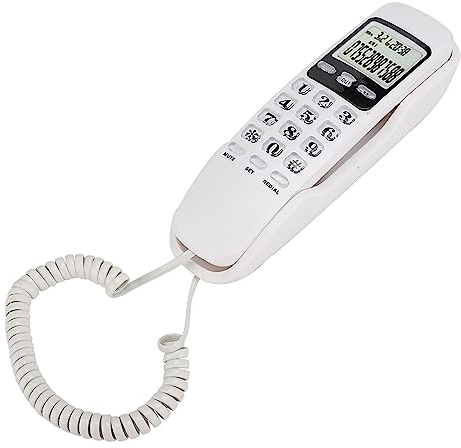 Wand-Schnurlostelefon, DTMF/FSK-Dualsystem Englisch Weißes LCD-Kabel-Tischtelefon, Festnetzanschluss mit Dual-Anrufer-ID-System