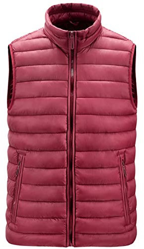 Generisch Weste, Herren Outdoor Jacke Weste Herbst Reißverschluss Regelmäßige Mit Vielen Taschen Ärmellose Westen Daunen Leicht Trachtenweste Blau Sport Ärmellos Sommer (L, Wein)