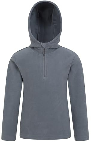 Mountain Warehouse Camber Kids Microfleece Hoodie - Breathable, Lightweight, Anti-Pill & Quick Dry Pullover for Boys & Girls - For Spring Summer & Walking Grey Kids Size 7-8 Years