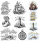 CRASPIRE Segelboot Klarer Gummistempel Meer Vintage Ozean Möwe Leuchtturm Anker Transparente Silikonsiegel Stempel Retro Für Journaling, Kartenherstellung, DIY, Scrapbooking, Handgefertigtes Fotoalbum