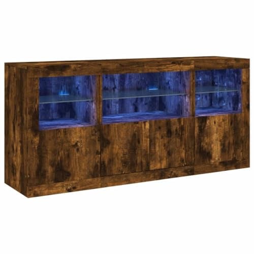 vidaXL Sideboard mit LED-Leuchten Räuchereiche 142,5x37x67 cm