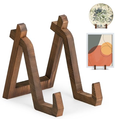 ANBOXIT Plate Display Stand, 8 Inch Plate Holder for Displaying, Decorative Picture Frame Dish Photo Plaque Platter Wood Stand