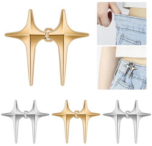 XAVSWRDE 4 Paare Einstellbar Hose Hosenbund Enger Machen Knöpfe Clips Verstellbar Jean Knopfnadeln Hosen Verkleinern Clip Waist Clip Taillenschnallen Clips Taillen Knopf für Damen Hosen Jeans Rock