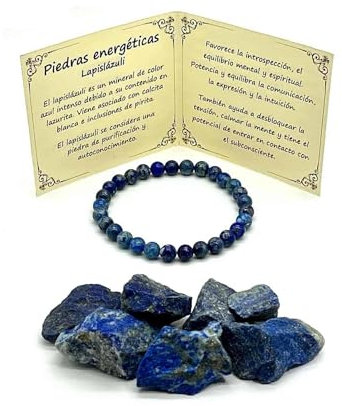 arana's - Pulsera lapislazuli piedra natural semipreciosa - Hilo elastico con cuentas de bolas - Cristales curativos y piedras energeticas para mujer y hombre - Sanacion curacion (Lapislázuli)