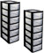 Khanary Plastic Storage Drawers Unit 6 Tier Small mini Tower Homes, Kitchen, Schools, Offices Plastic Drawer Organizer Desktop Table Top Drawers Stationary 26Dx19Wx60H (2, 6 Drawer Black Clear)