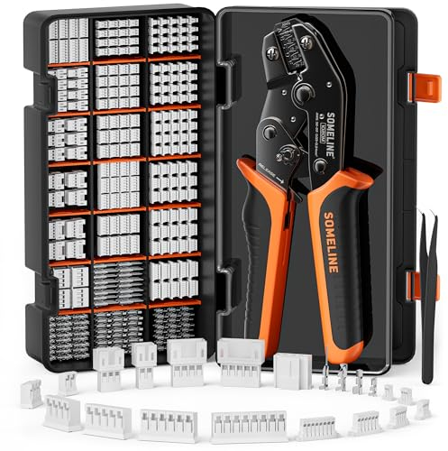 SOMELINE Juego de conectores para alicates de engarzado, 21 tipos [0,03-0,34 mm²] conectores de 1,0 mm-2,0 mm, alicates para engarzar conectores para enchufes Molex, enchufes JST-PH, enchufes Dupont
