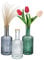 Relaxdays Vasen aus Glas, im 3er Set, Blumenvasen in Flaschenform, H x D: 20,5 x 8 cm, Dekovasen gerillt, Mehrfarbig