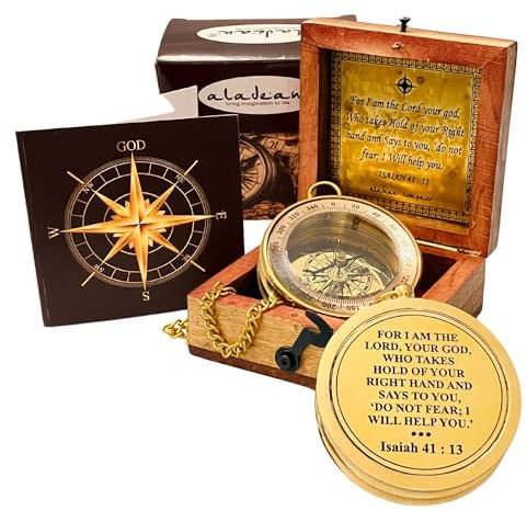 Divine Path Finder Kompass – Jesaja 41:13 Zitat graviert inspirierendes Geschenk der himmlischen Führung erhebende Wertschätzung Geschenke