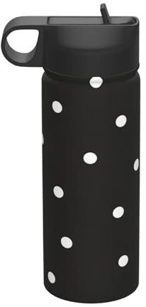 Dot Isolier-Sportkocher, 500 ml, Edelstahl-Wasserflasche mit Strohhalm-Deckel, für Fitnessstudio im Freien, Schwarz und Weiß