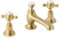 Milano Elizabeth Traditional 3 Tap-Hole Basin Mixer Tap Crosshead Handles - Brushed Brass