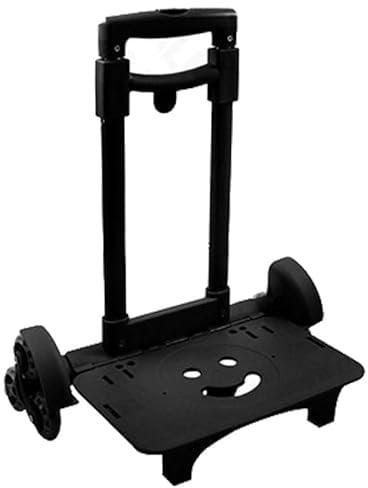Generico Carrello Porta Zaino con 3 Ruote Carrellino Scuola Porta zaino Carrellino Bambini Manico Estensibile Base 30x17,5 cm Viaggio e Scuola Facile da Trasportare su Scale pieghevole Nero