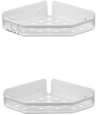 TATAY Pack 2 Etagere Salle de Bain Sans Percage d’Angle Aluminium | Avec Vis et Système Quick Fix | Anti-humidité | Évacuation rapide | 20 x 5,5 x 20 cm – Modèle Serenity – Or