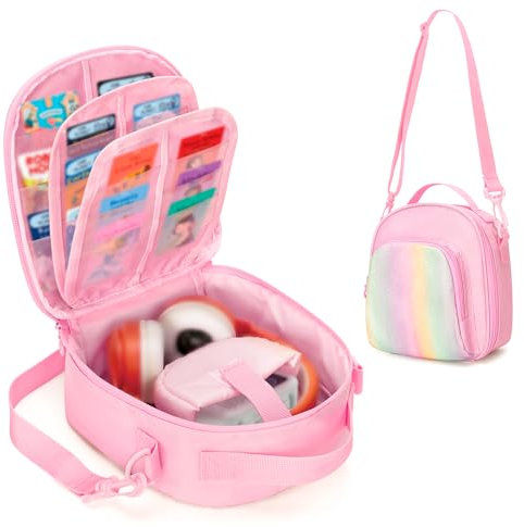 GRAOSO Carrying Case Compatible with Yoto Mini (2024 Edition), Card Holder Hold Up to 30 Cards, Travel Storage Bag for Audio Music Player & Headphone Accessories, Pink (Bag Only) Patented Design