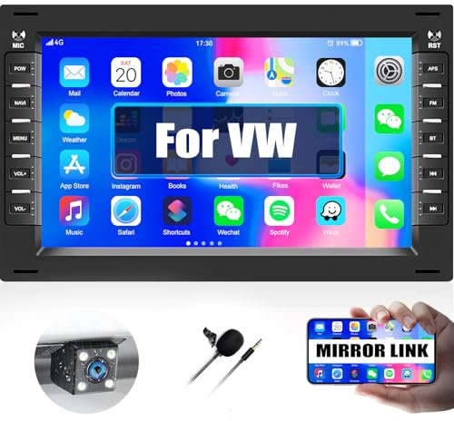 CAMECHO Android 13 Autoradio 2Din für VW T5 Golf 4 Bora Polo MK5 Passat B5 Jetta Peugeot 307, 7 Zoll 2Din Auto Bildschirm mit GPS Navi WiFi Bluetooth Freisprecheinrichtung FM SWC + Rückfahrkamera&MIC