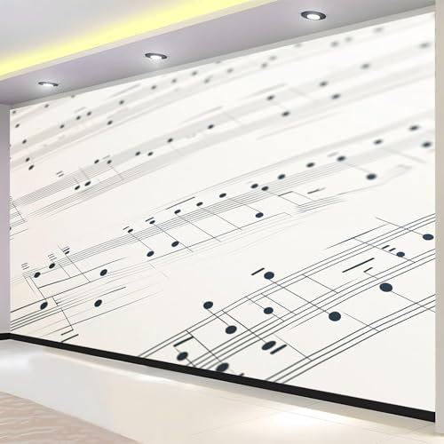 Luowenji Photo Wallpaper Music Note 3D Effect Music Theme Wall Mural Decoration Poster Picture Modern Design 450x315 cm Murals Wall Art for Living Room Bedroom Kitchen a.2575