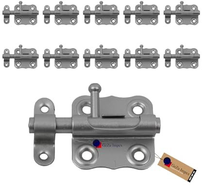 GeZu Impex Verrou de box Galvanisé Lot de 10 40 x 40 mm targette de porte blindée fermeture pêne coulissant loquet