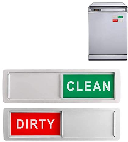 Dishwasher Magnet - Adhesive Sticker Clean Dirty Sign | Strong Magnetic Kitchen Sign for Dishwasher, Refrigerator, Clear, Bold Text, Easy to Move on All Surfaces