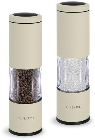 TLYSXPRO Salt and Pepper Grinder Set with Adjustable Coarseness | Manual Pepper Mill Grinder with Refillable Design | Ceramic Core | Kitchen Essential (2 Packs, Buttercream)