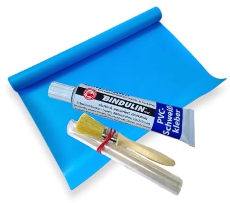 Jehapro Poolflicken mit Kleber und Zubehör Poolfolie Reparaturset mit Folienkleber AK5 (35x70 cm + 42g Kleber)