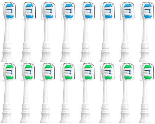Brizuf 16 Stück Ersatzbürsten Kompatibel mit Philips Sonicare Schallzahnbürste, Bürstenköpfe für Ultimative Reinigung, Standard Aufsteckbürsten, Weiß