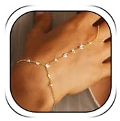 YANCHUN Handkette Ring Armband Handkette Zierlicher Goldfingerring Sklavenarmband Zirkon-Hände Schmuck Geschenke Trendige Sachen 2025