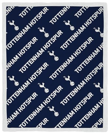 Tottenham Hotspur FC Officially Licensed Fleece Sherpa Throw Blanket | Super Soft, Football Line Design | Warm Super Soft Feel Blue Throw | Perfect for Home, Bedroom, Sleepovers & Camping